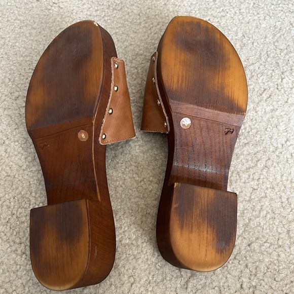 Crown Vintage Wooden Heeled Summer Slide Sandals Size 8 - Picture 7 of 7